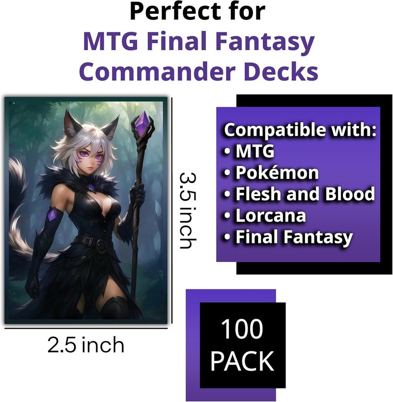 Digital Sorcery Studio Anime Cat Warlock Card Sleeves 102 Pack – Compatible with MTG & TCGs – Perfect for Y'shtola, Night’s Blessed & Final Fantasy Commander Decks – Premium Card Game Sleeves for Magic - Image 5